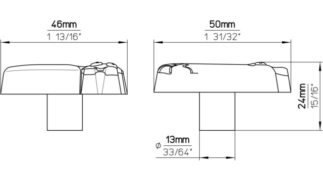 Knopf Denzlingen Softmaterial - Metallfuß rosa - 44 mm lang  vor weißem Hintergrund