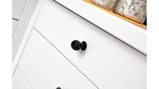 Knopf Dingofing Druckguss schwarz matt pulverbeschichtet - 30 mm lang  vor weißem Hintergrund