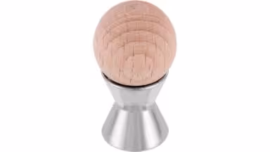 Knopf Eching Holz - Druckguss buche roh chrom glänzend - 16 mm lang  vor weißem Hintergrund