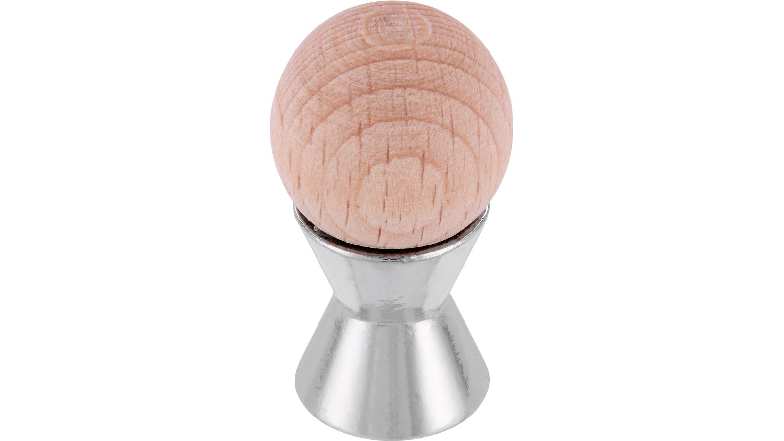 Moebelknopf-Eching-chrom-buche-Holz-Zinkdruckguss-laenge-16-271484 Knopf Eching Holz - Druckguss buche roh chrom glänzend - 16 mm lang vor weißem Hintergrund
