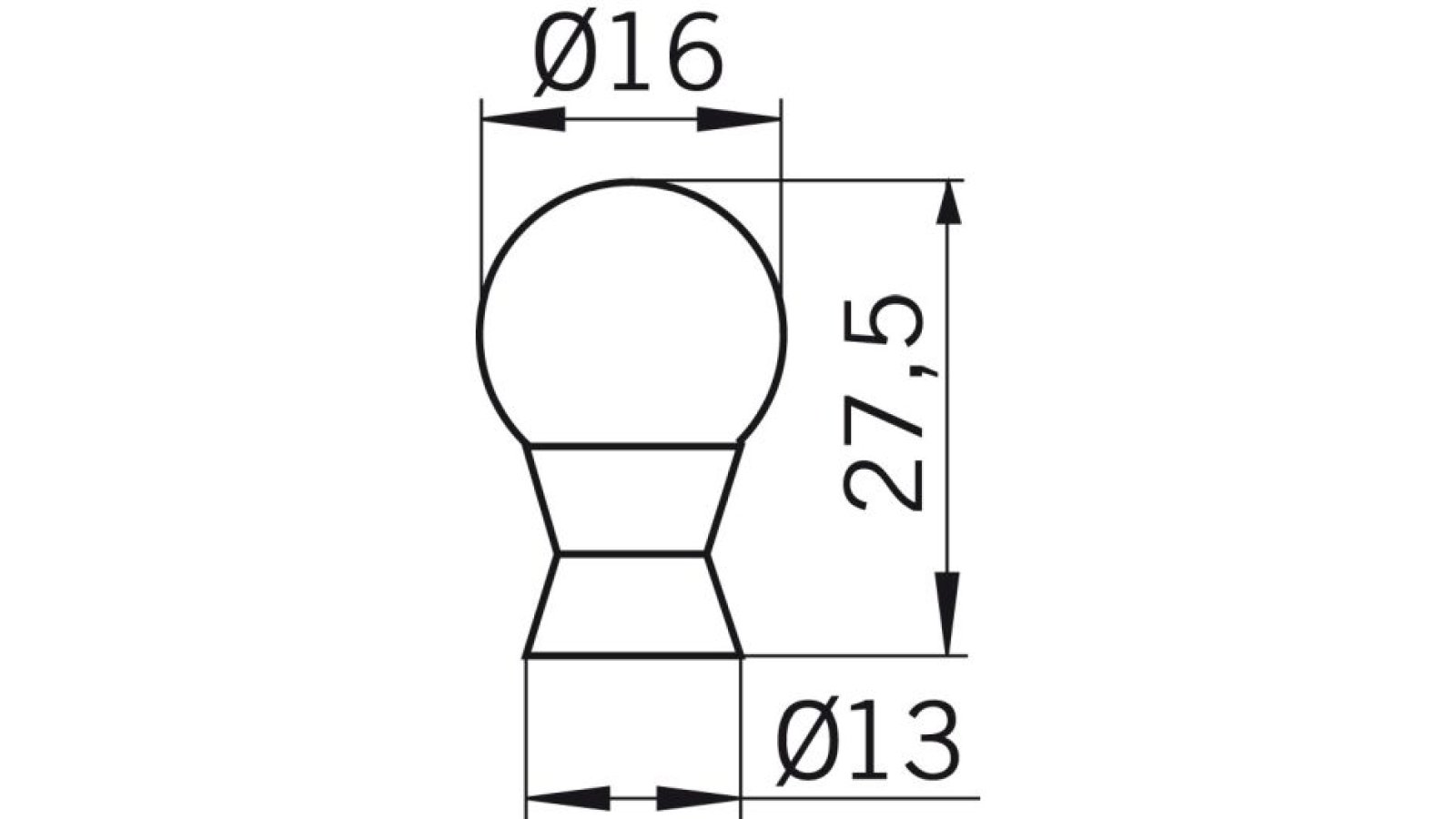 Knopf Eching Holz - Druckguss buche natur lackiert reinweiß pulverbeschichtet - 16 mm lang  vor weißem Hintergrund