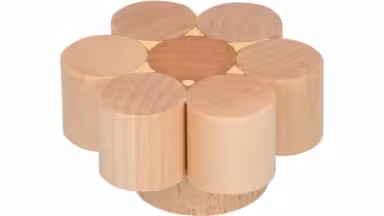 Knopf Ettenheim Holz birke natur lackiert/ mahagoni natur mit beiger füllung - 48 mm lang vor weißem Hintergrund