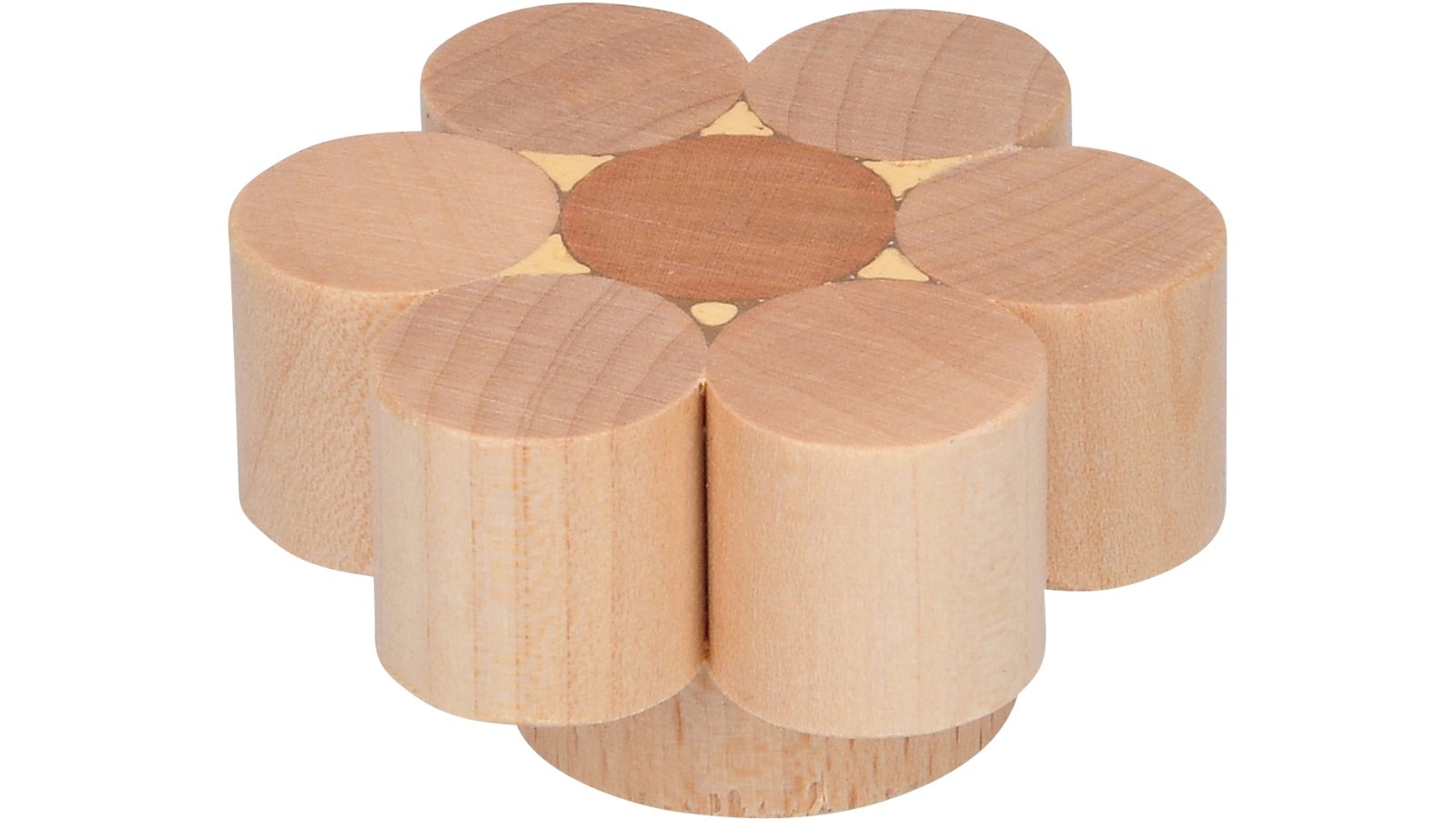 Knopf Ettenheim Holz birke natur lackiert/ mahagoni natur mit beiger füllung - 48 mm lang  vor weißem Hintergrund