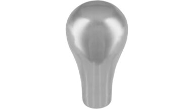 Knopf Everswinkel Druckguss chrom glänzend - 16 mm lang  vor weißem Hintergrund