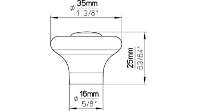 Knopf Fürth Terrakotta weiß-braun - 35 mm lang  vor weißem Hintergrund