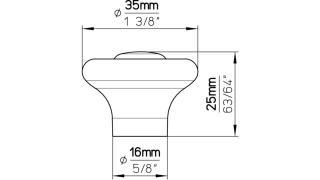 Knopf Fürth Terrakotta weiß-braun - 35 mm lang  vor weißem Hintergrund