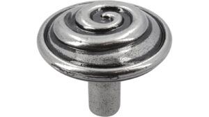 Knopf Geislingen Druckguss altsilberfarbig - 40 mm lang  vor weißem Hintergrund