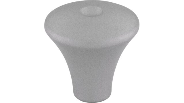 Knopf Haren Druckguss alufarbig pulverbeschichtet - 24 mm lang vor weißem Hintergrund