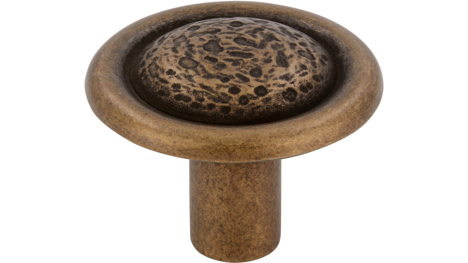 Moebelknopf-Hassloch-brueniert-messing-Messing-Zinkdruckguss-laenge-36-614400 Knopf Haßloch Druckguss altmessingfarbig brüniert getrommelt - 36 mm lang vor weißem Hintergrund