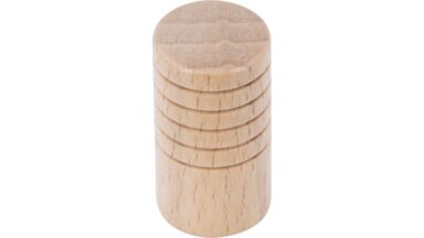 Knopf Havixbeck Holz buche natur lackiert - 14 mm lang  vor weißem Hintergrund