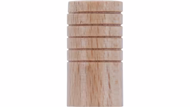 Knopf Havixbeck Holz buche natur lackiert - 14 mm lang  vor weißem Hintergrund