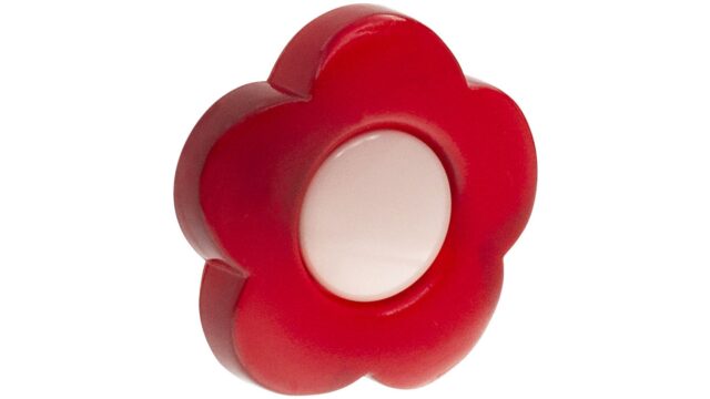 Knopf Indersdorf Kunststoff glaseffekt rot rosa - 33 mm lang  vor weißem Hintergrund