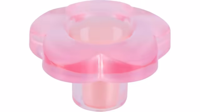 Knopf Indersdorf Kunststoff glaseffekt baby pink hellrosa - 33 mm lang vor weißem Hintergrund