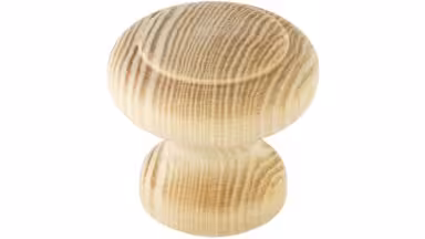 Knopf Jork Holz kiefer roh - 30 mm lang  vor weißem Hintergrund