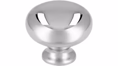 Knopf Königswinter Druckguss chrom glänzend - 32 mm lang  vor weißem Hintergrund