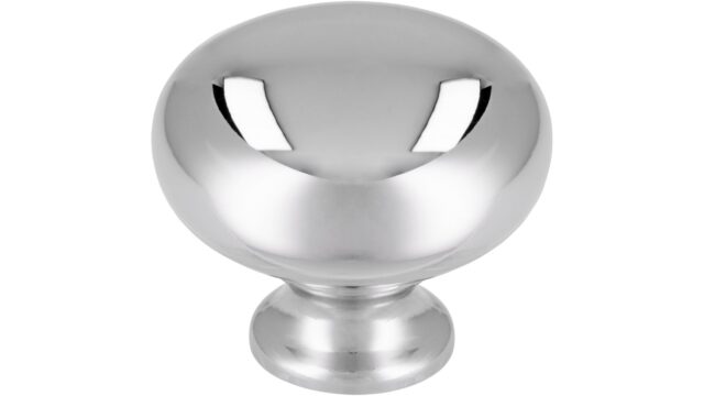 Knopf Königswinter Druckguss chrom glänzend - 32 mm lang vor weißem Hintergrund
