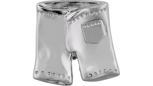 Knopf Kronberg Druckguss chrom glänzend - 40 mm lang  vor weißem Hintergrund