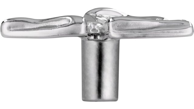 Knopf Kronberg Druckguss chrom glänzend - 40 mm lang  vor weißem Hintergrund
