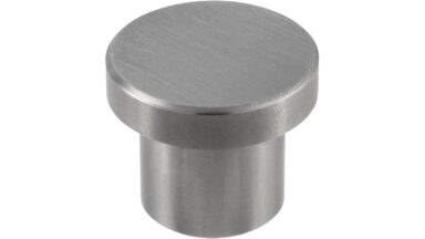 Knopf Langwedel Edelstahl fein geschliffen - 18 mm lang  vor weißem Hintergrund