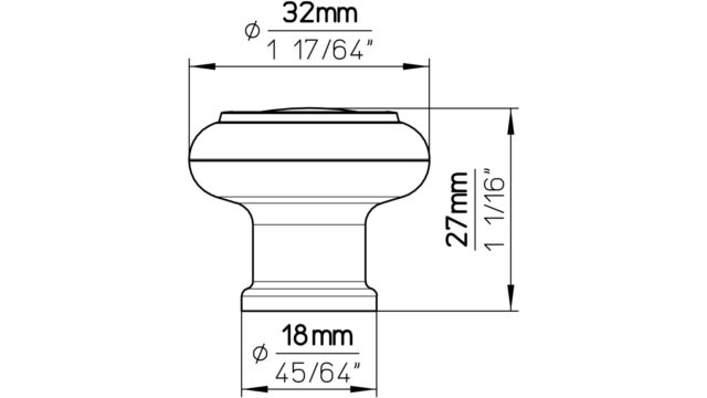 Knopf Lehre Kunststoff weiß - 32 mm lang  vor weißem Hintergrund