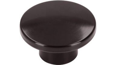 Knopf Lüchow Kunststoff schwarz-braun - 35 mm lang vor weißem Hintergrund