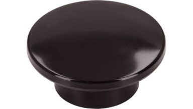 Knopf Lüchow Kunststoff schwarz-braun - 47 mm lang  vor weißem Hintergrund