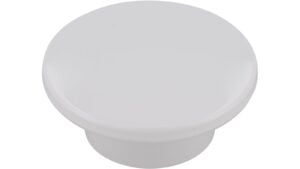 Knopf Lüchow Kunststoff weiß - 47 mm lang  vor weißem Hintergrund