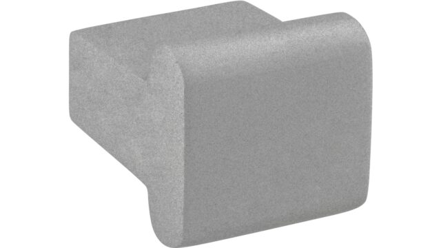 Knopf Meinerzhagen Druckguss alufarbig pulverbeschichtet - 16 mm lang  vor weißem Hintergrund