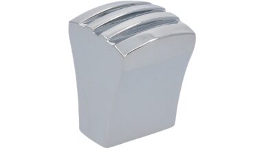 Knopf Meiningen Druckguss chrom glänzend - 20 mm lang vor weißem Hintergrund