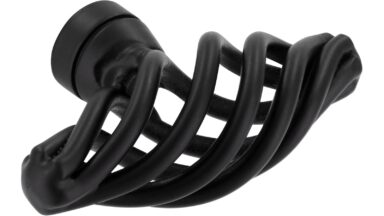 Knopf Mühlacker Stahl schwarz matt pulverbeschichtet - 51 mm lang  vor weißem Hintergrund