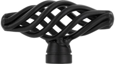 Knopf Mühlacker Stahl schwarz matt pulverbeschichtet - 51 mm lang  vor weißem Hintergrund