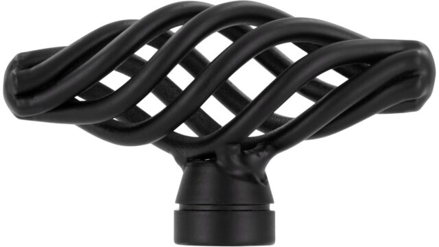 Knopf Mühlacker Stahl schwarz matt pulverbeschichtet - 51 mm lang  vor weißem Hintergrund