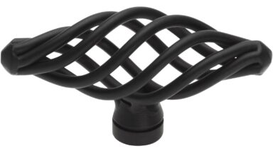 Knopf Mühlacker Stahl schwarz matt pulverbeschichtet - 62 mm lang vor weißem Hintergrund