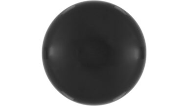 Knopf Münster Kunststoff schwarz - 32 mm lang  vor weißem Hintergrund