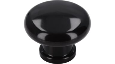 Knopf Münster Kunststoff schwarz-braun - 40 mm lang  vor weißem Hintergrund