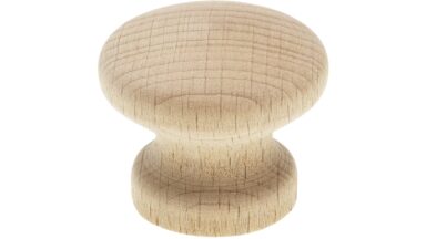 Knopf Nörvenich Holz buche roh - 35 mm lang  vor weißem Hintergrund