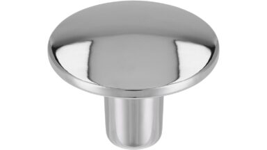 Knopf Nordwalde Druckguss chrom glänzend - 30 mm lang vor weißem Hintergrund