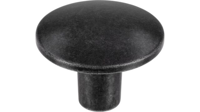 Knopf Nordwalde Druckguss eisenfarbig getrommelt matt - 30 mm lang  vor weißem Hintergrund