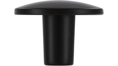 Knopf Nordwalde Druckguss schwarz matt pulverbeschichtet - 30 mm lang  vor weißem Hintergrund