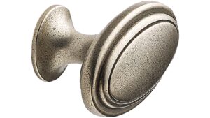 Knopf OVAL Zink - Schwarz Messing Antik - 60 mm lang  vor weißem Hintergrund