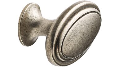 Knopf OVAL Zink - Schwarz Messing Antik - 60 mm lang  vor weißem Hintergrund