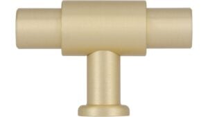Knopf Oberkrämer Druckguss Messing feingeschliffen - 51 mm lang  vor weißem Hintergrund