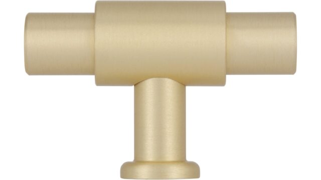 Knopf Oberkrämer Druckguss Messing feingeschliffen - 51 mm lang  vor weißem Hintergrund