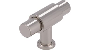 Knopf Oberkrämer Druckguss nickel glänzend - 51 mm lang vor weißem Hintergrund