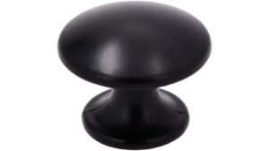 Knopf Offenbach Druckguss schwarzmatt lackiert - 25 mm lang vor weißem Hintergrund