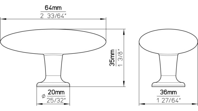 Knopf Osthrauderfehn Druckguss schwarz matt pulverbeschichtet - 64 mm lang  vor weißem Hintergrund