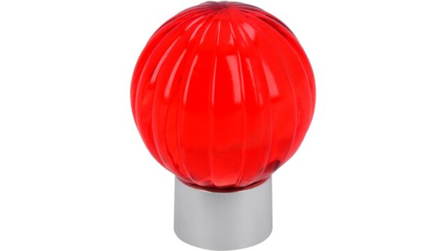 Knopf Soest Kunststoff glaseffekt rot metallisiert chrom glänzend - 29 mm lang vor weißem Hintergrund