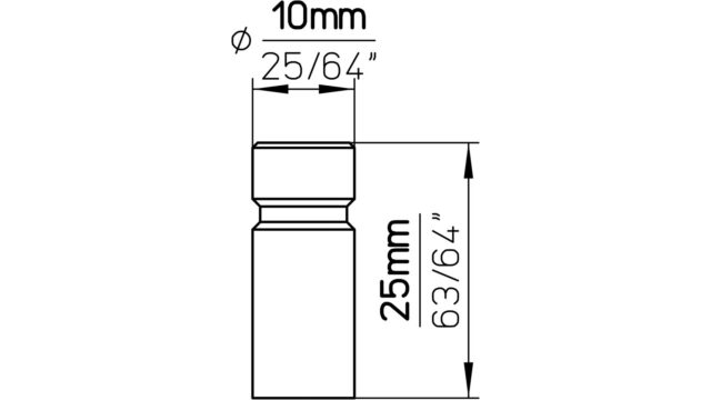 Knopf Spiesen-Elversberg Edelstahl fein geschliffen - 10 mm lang  vor weißem Hintergrund