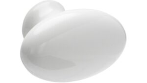 Knopf Stelle Keramik weiß - 56 mm lang  vor weißem Hintergrund