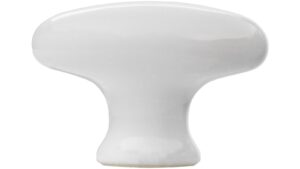 Knopf Stelle Keramik weiß - 56 mm lang  vor weißem Hintergrund